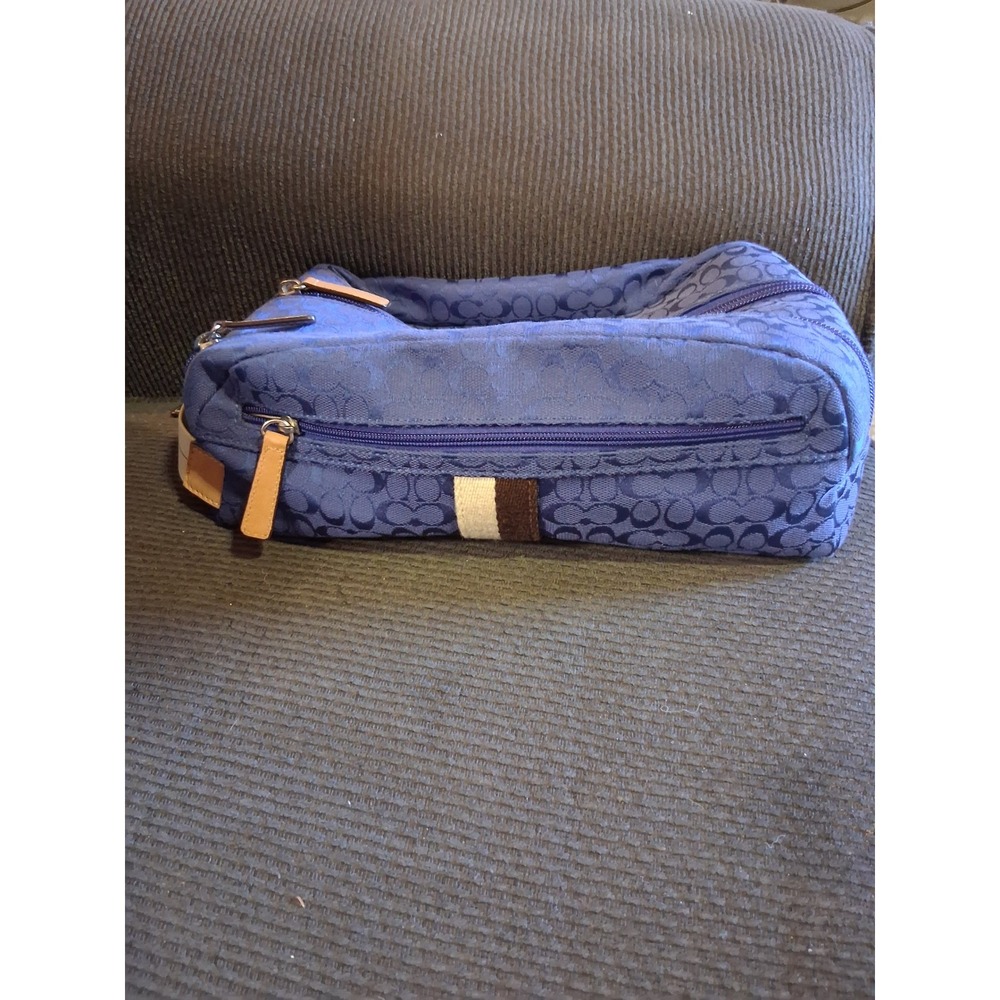Coach Voyage Signature Mini Dopp Kit Blue Jacquard Travel Toiletry Bag F77121 - Picture 3 of 4
